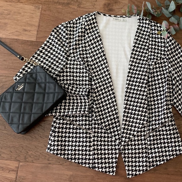 Cato Jackets & Blazers - Cato Black White Houndstooth Open Front Blazer Suit Jacket Dress Business Casual